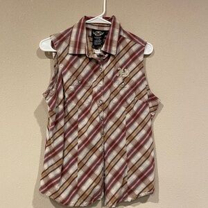 Harley-Davidson Red and Cream Plaid Shirt